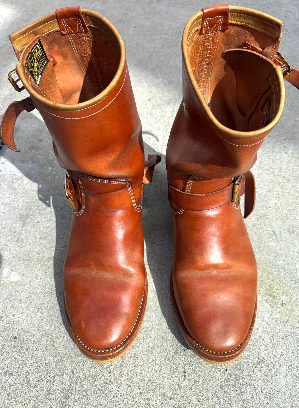 Photo by PatinaTechnodrome on March 5, 2026 of the Role Club Engineer Boots in Natural Italian Horsehide.