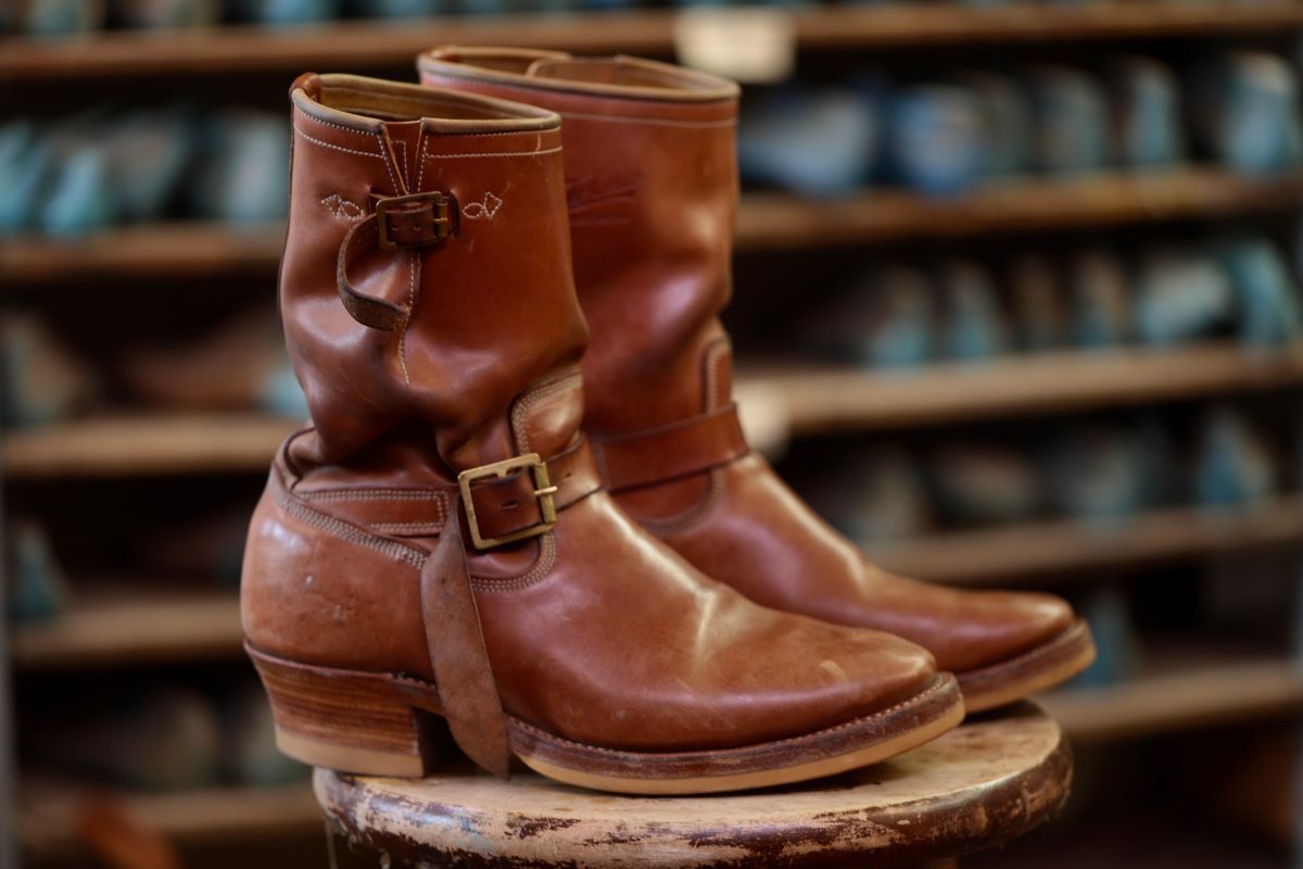 Photo by PatinaTechnodrome on April 4, 2026 of the Role Club Engineer Boots in Natural Italian Horsehide.