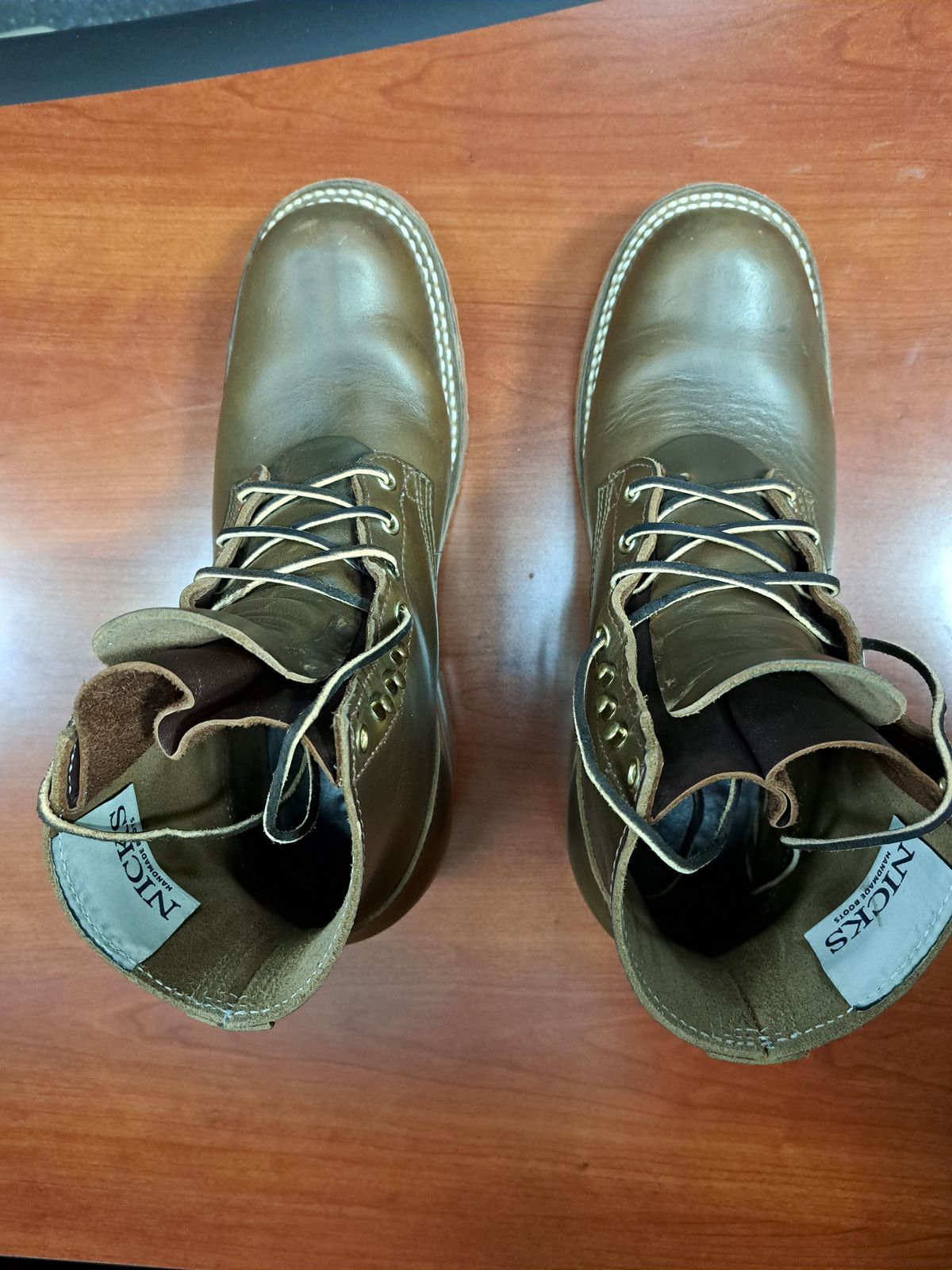 Photo by jdog21 on December 3, 2023 of the Nicks Prospector in Horween Olive Chromexcel.