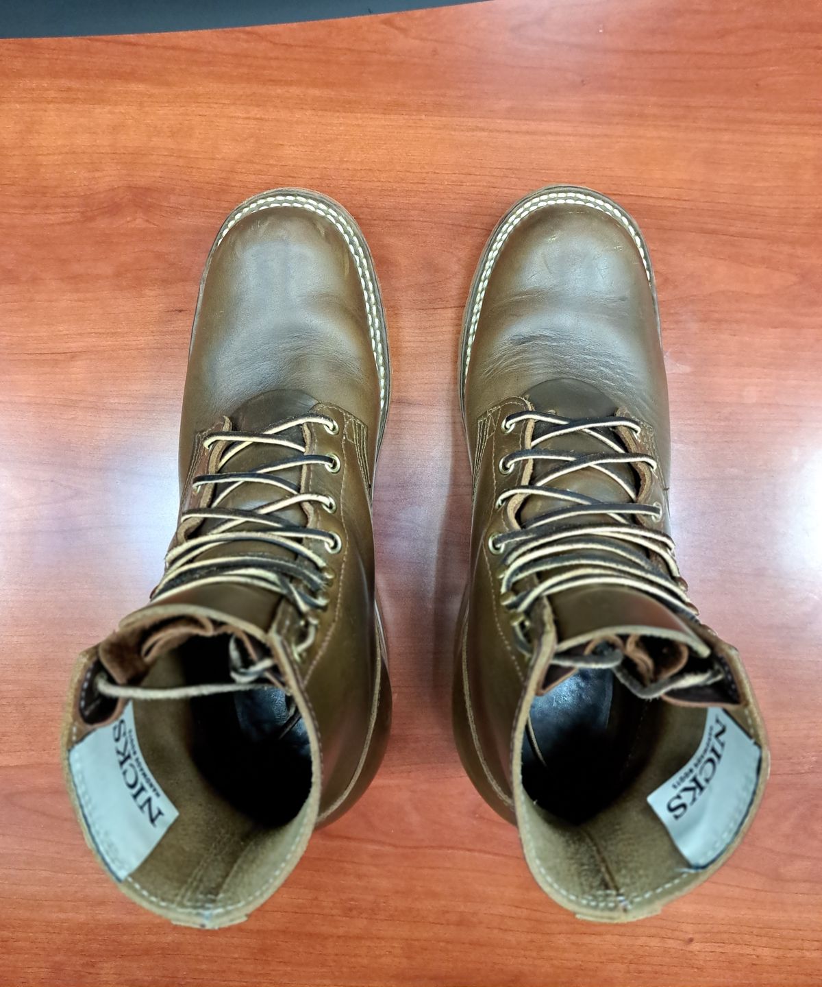 Photo by jdog21 on April 5, 2024 of the Nicks Prospector in Horween Olive Chromexcel.