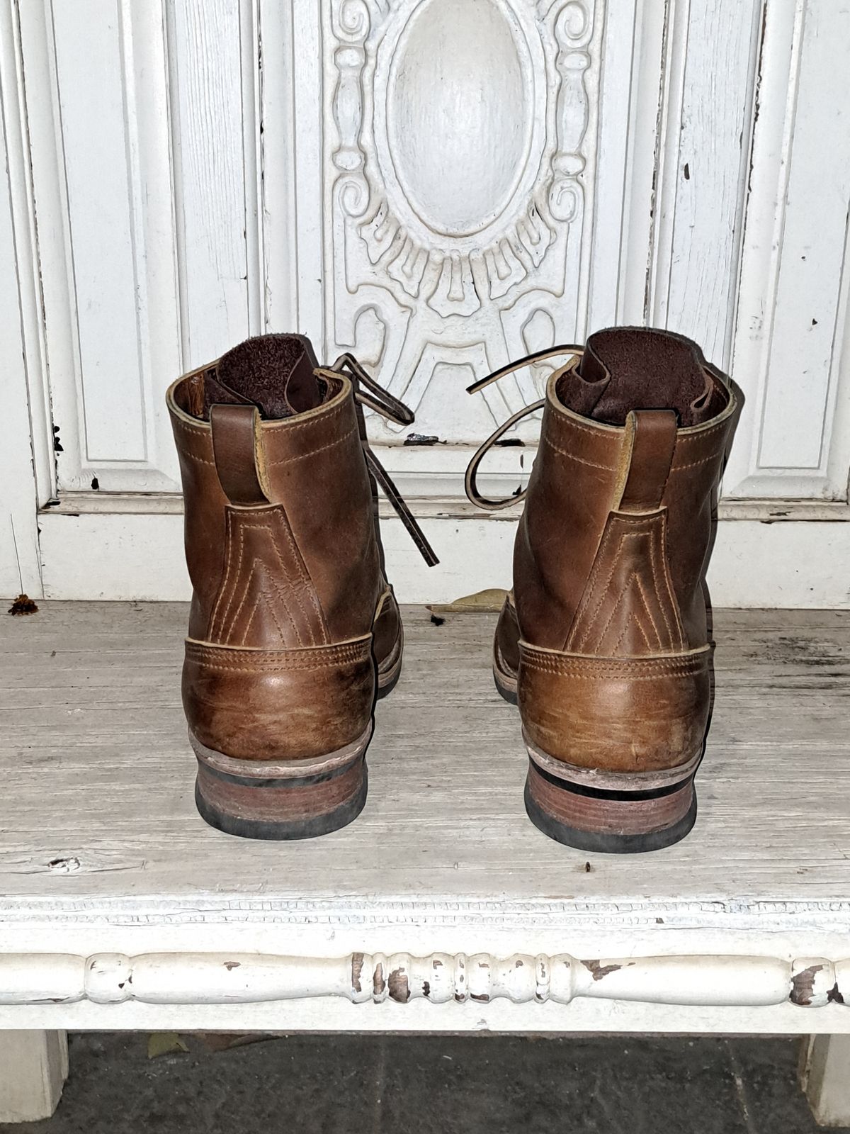 Photo by jdog21 on December 6, 2022 of the Nicks Lace To Toe in Horween Orange Predator.