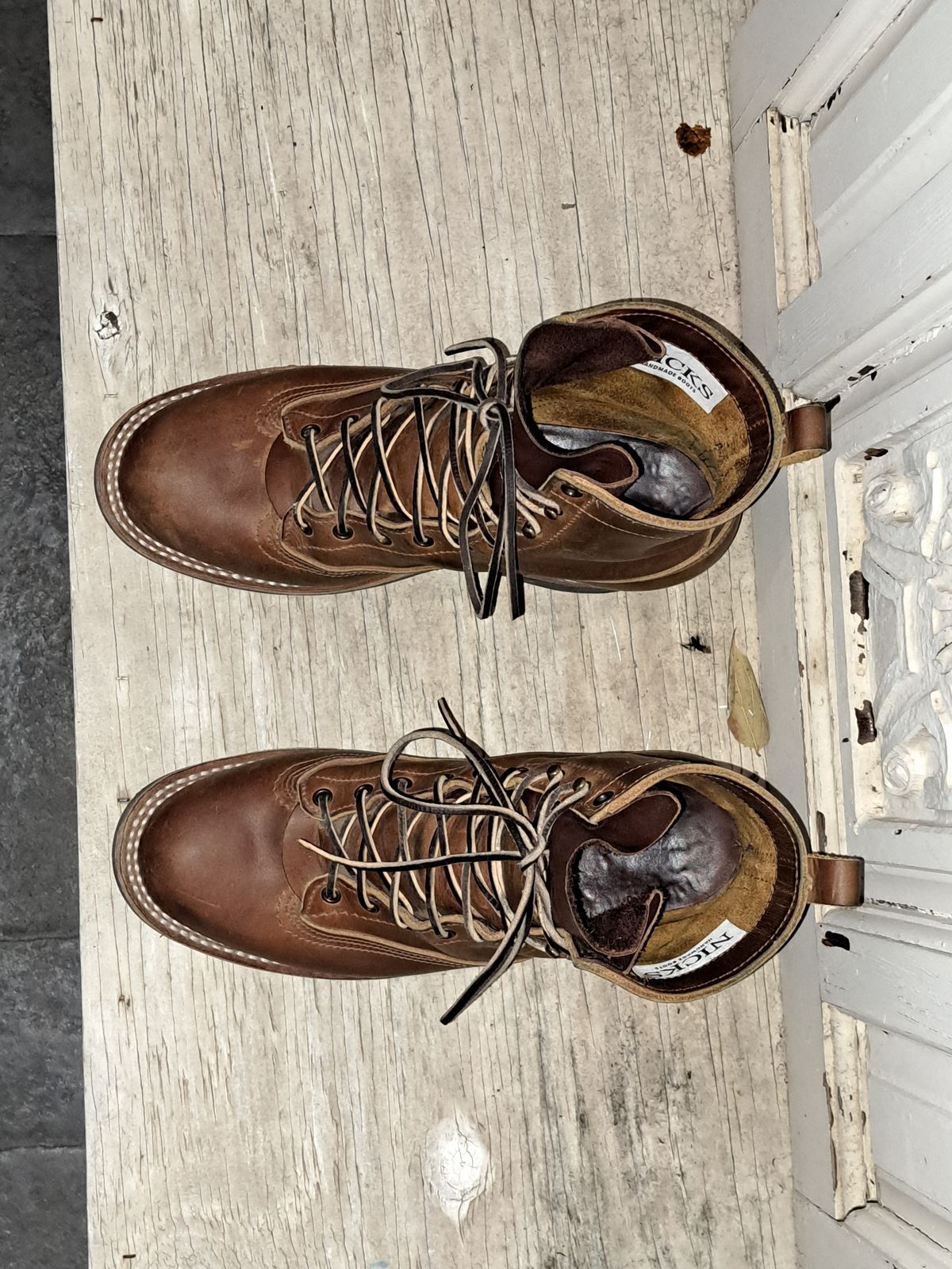 Photo by jdog21 on December 6, 2022 of the Nicks Lace To Toe in Horween Orange Predator.