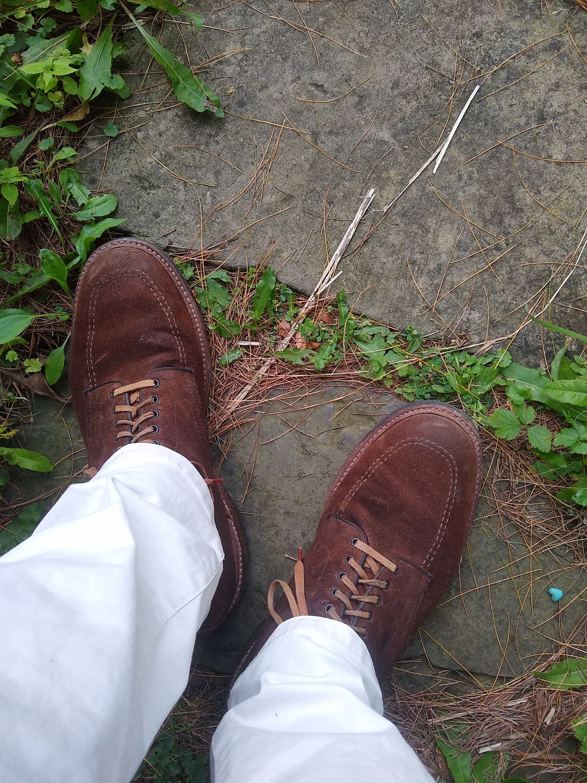 Photo by darknova306 on July 11, 2023 of the Alden Indy Boot in Horween Tobacco Chamois Roughout.