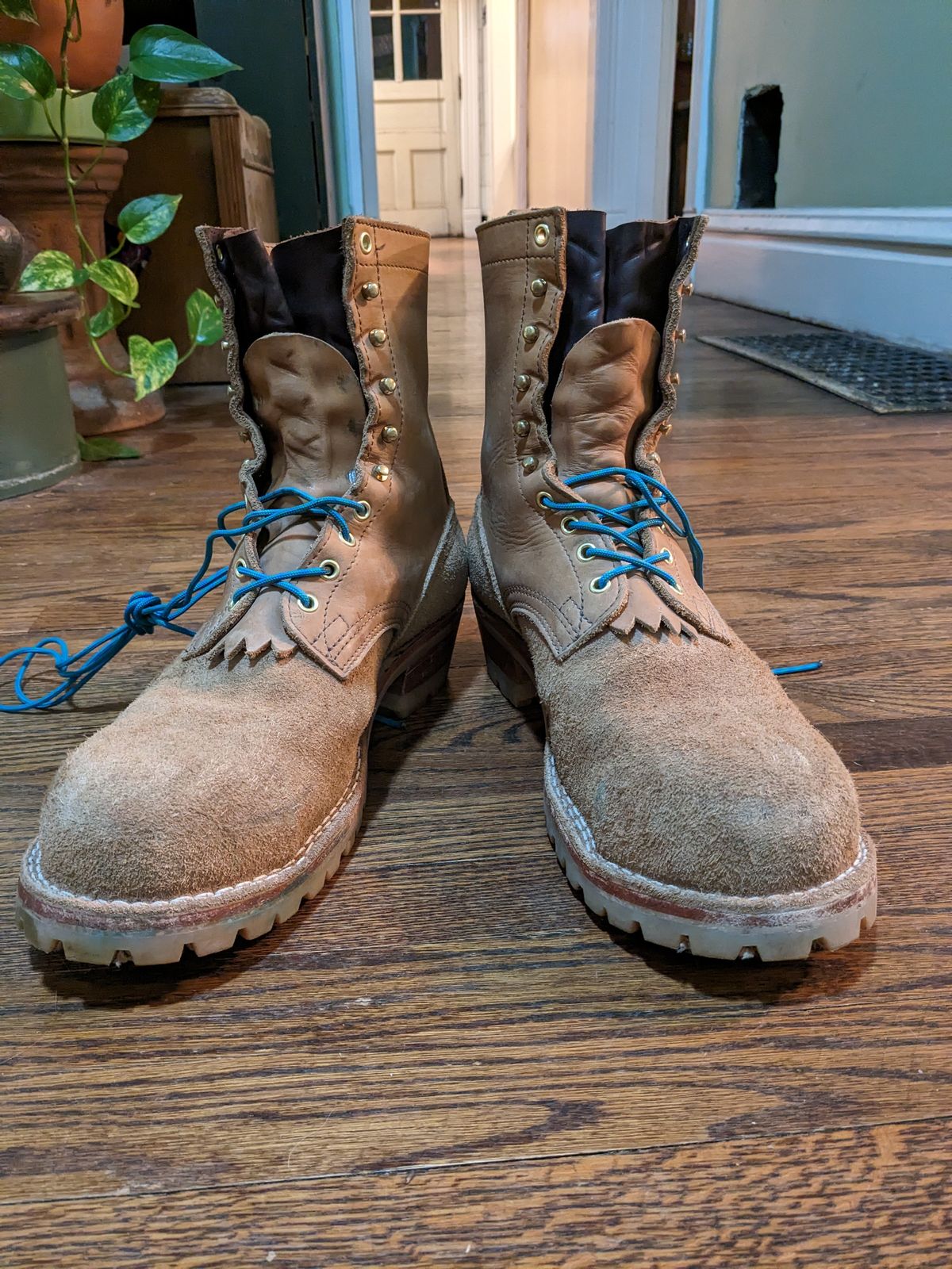 Photo by SirBasilStagHare on December 5, 2023 of the Nicks BuilderPro in Seidel 1964 Tan Roughout.