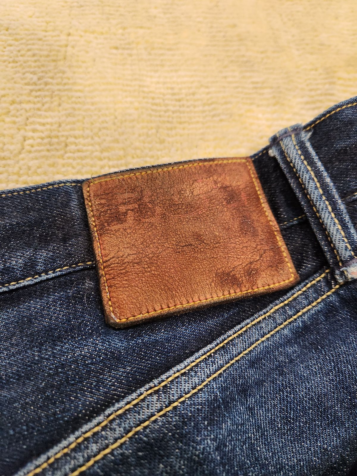 Photo by tlmader on October 10, 2024 of the Roy R01 "Indigo Lovers" in 13.5 oz Blackseed Cone Mills Selvedge Denim.