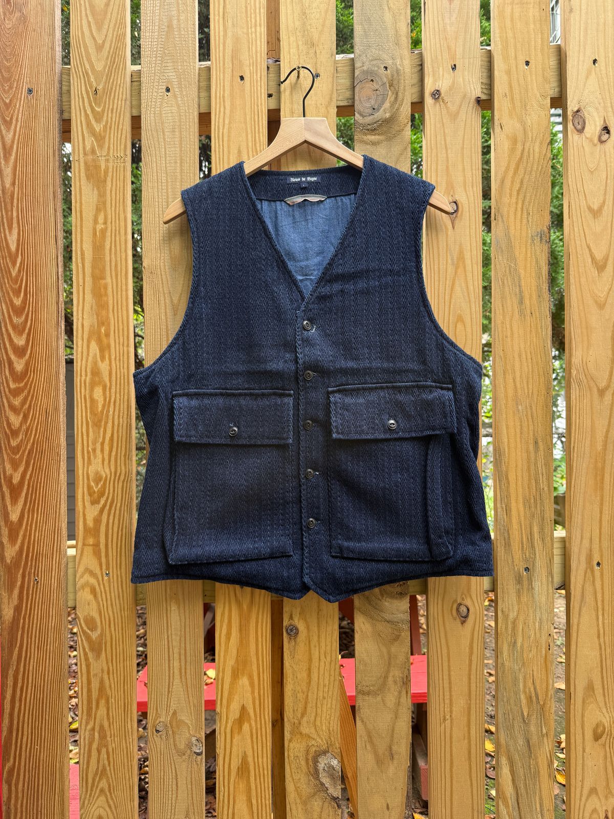 Photo by tlmader on September 27, 2025 of the Fleurs de Bagne Le Gilet de Combat “The Combat Vest” in Kuroki 14 Oz Sashiko HBT.