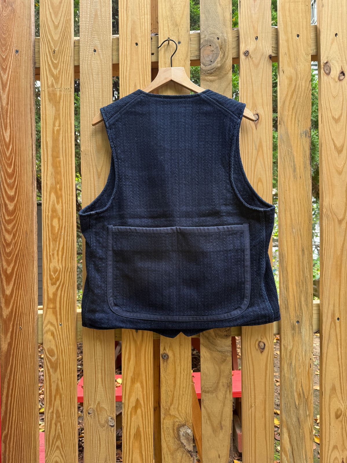 Photo by tlmader on September 27, 2025 of the Fleurs de Bagne Le Gilet de Combat “The Combat Vest” in Kuroki 14 Oz Sashiko HBT.