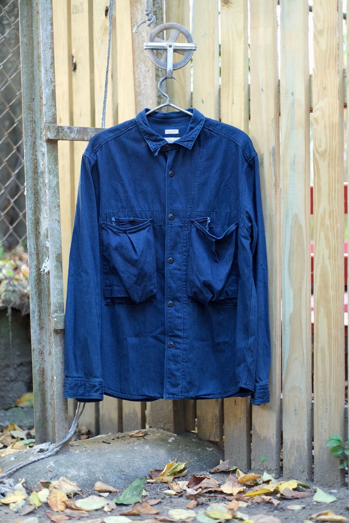 Photo by tlmader on October 3, 2025 of the Kapital Anorak Shirt in 8oz IDGxIDG Denim.