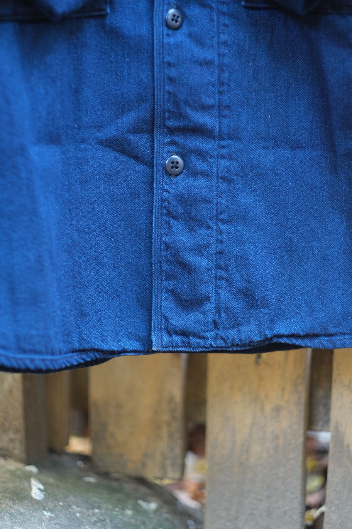 Photo by tlmader on October 3, 2025 of the Kapital Anorak Shirt in 8oz IDGxIDG Denim.