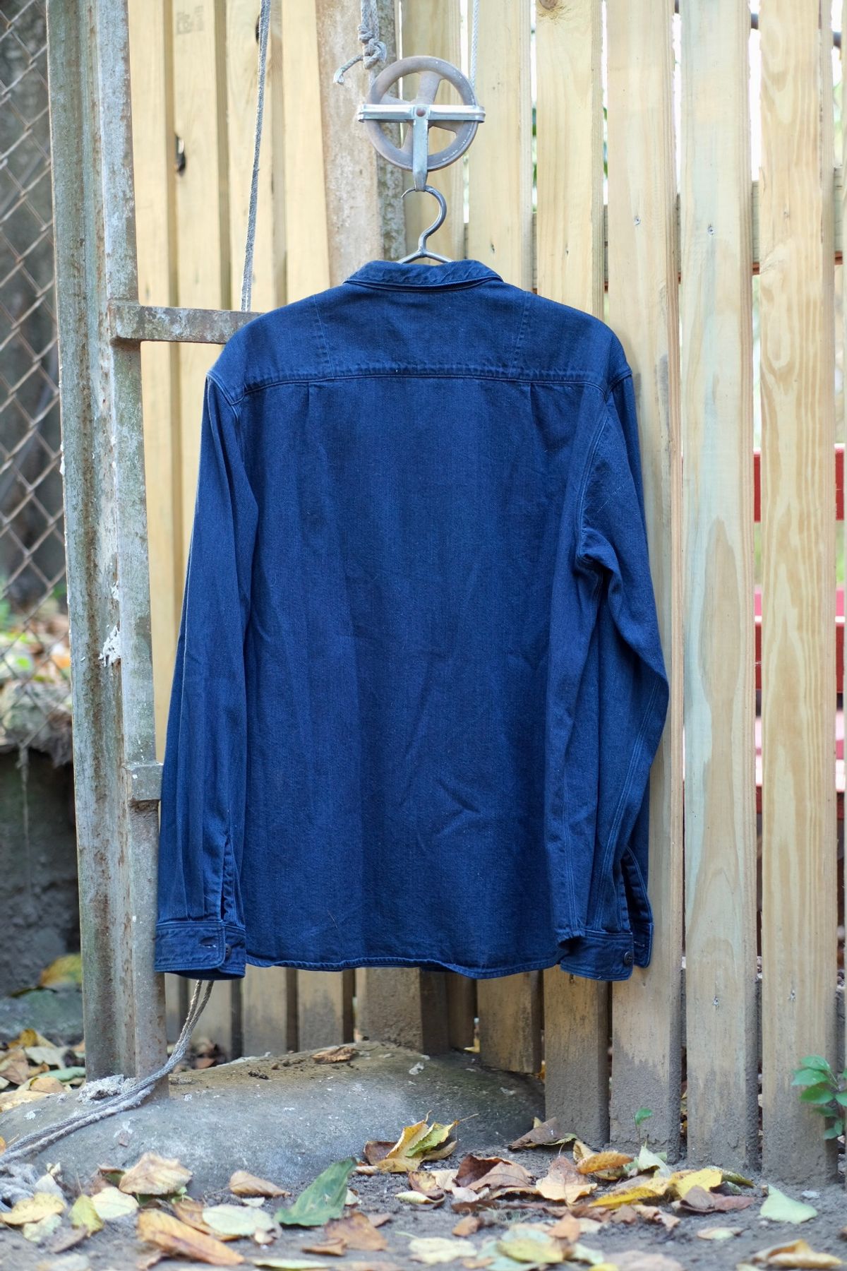 Photo by tlmader on October 3, 2025 of the Kapital Anorak Shirt in 8oz IDGxIDG Denim.