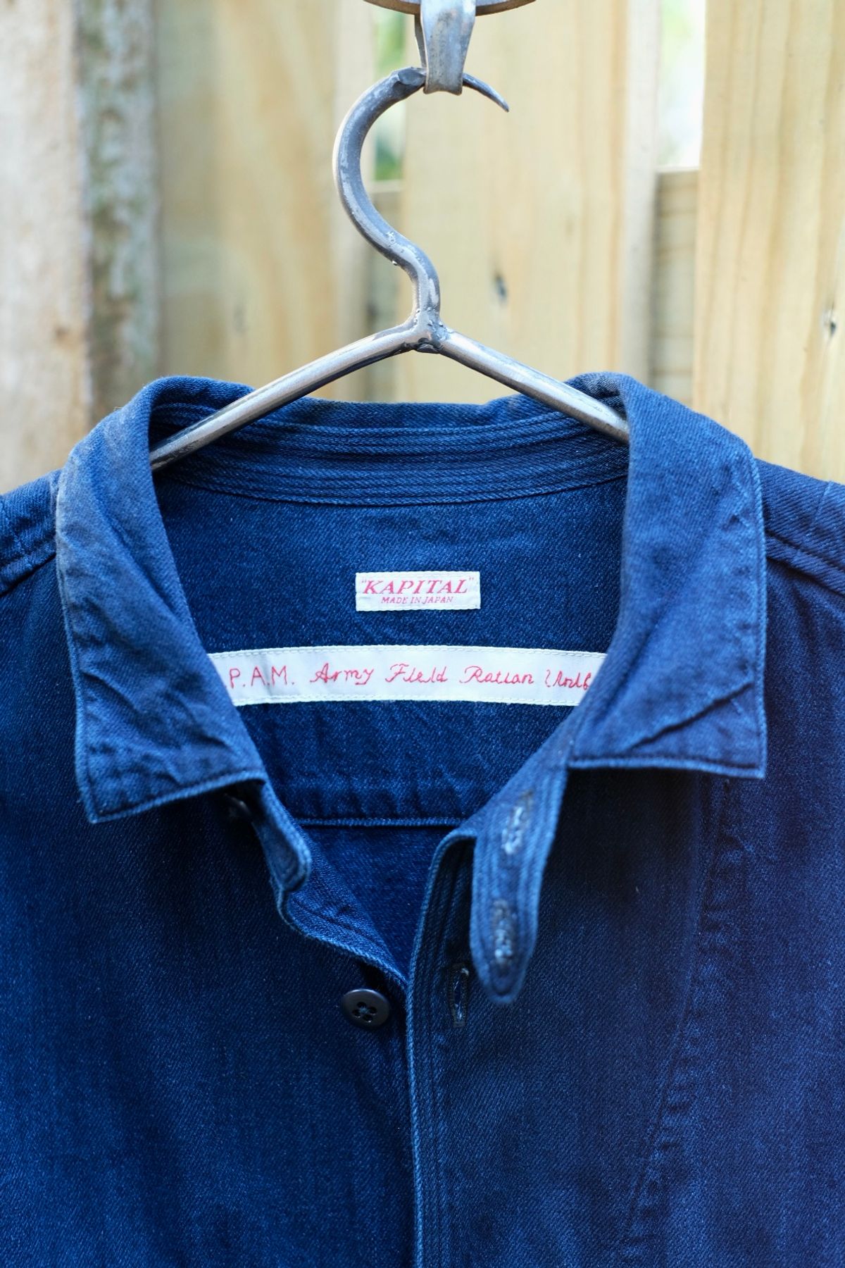 Photo by tlmader on October 3, 2025 of the Kapital Anorak Shirt in 8oz IDGxIDG Denim.