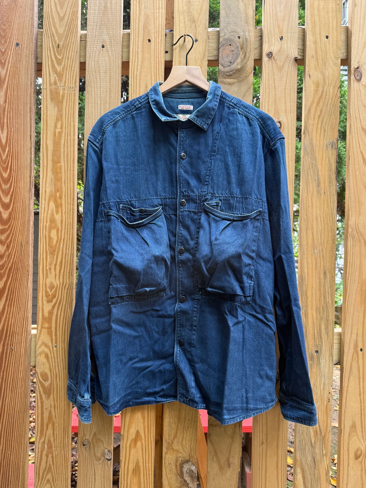 Photo by tlmader on September 27, 2025 of the Kapital Anorak Shirt in 8oz IDGxIDG Denim.
