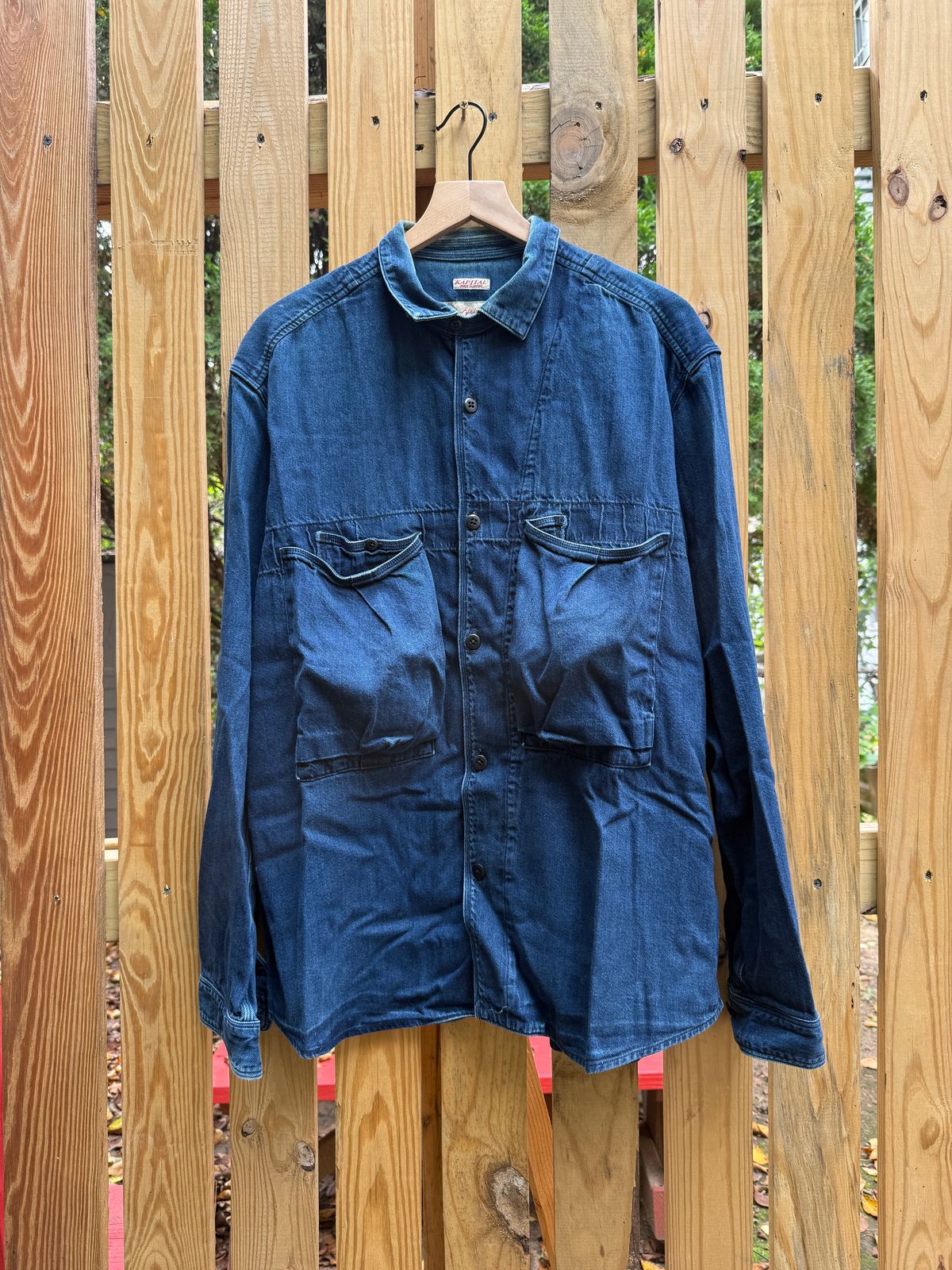 Photo by tlmader on September 27, 2025 of the Kapital Anorak Shirt in 8oz IDGxIDG Denim.