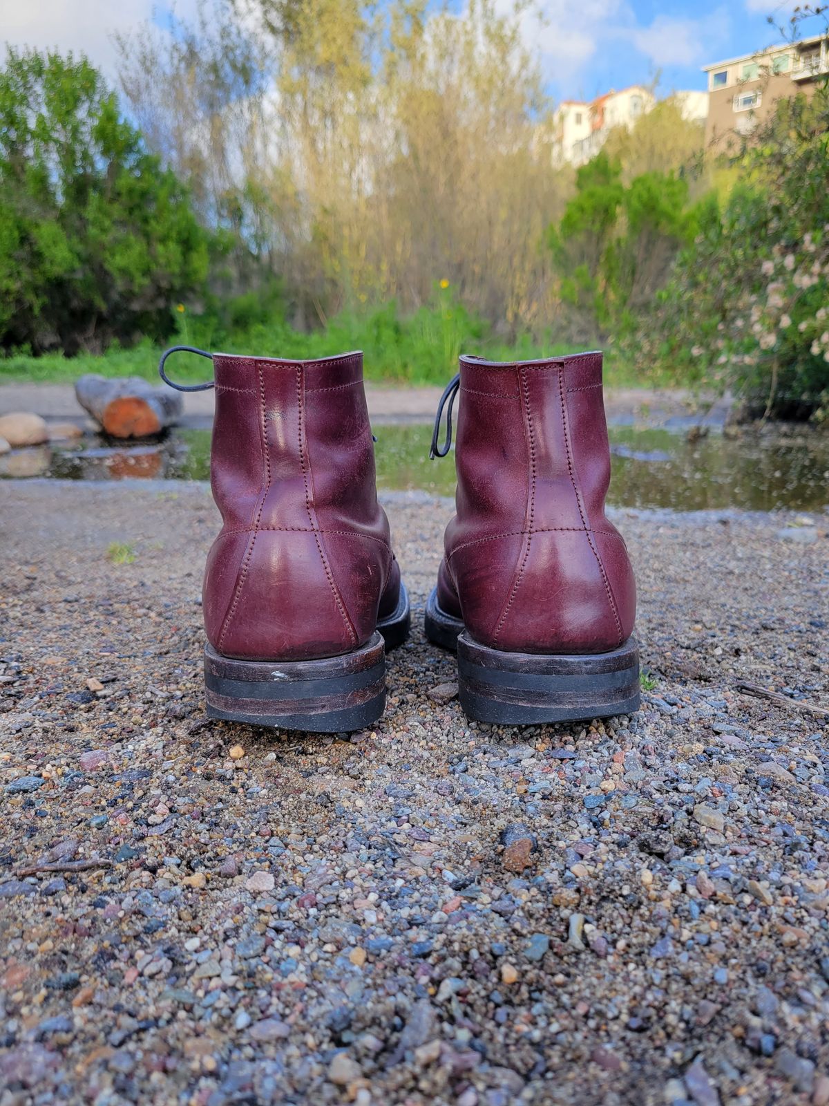 Photo by tlmader on April 6, 2023 of the Role Club Townsman Lace Boots in Horween Color 8 Shell Cordovan.