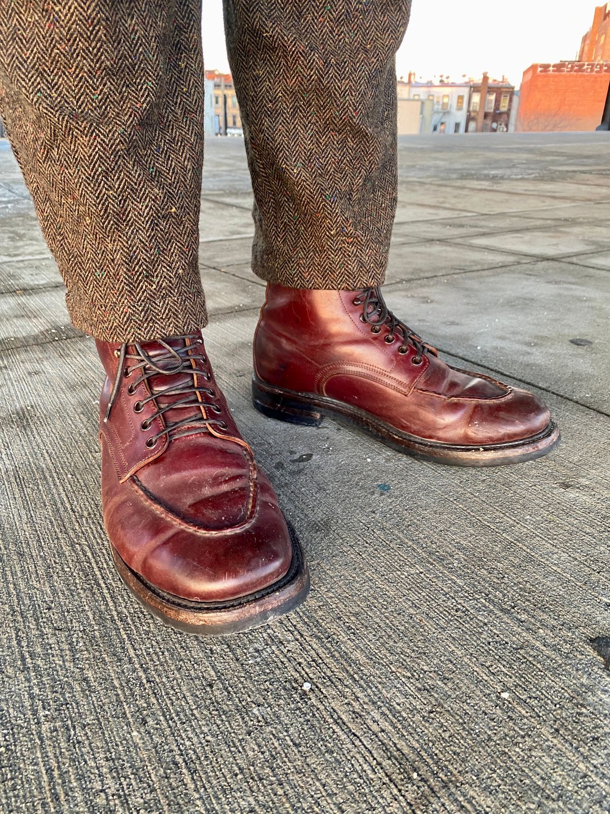 Photo by tlmader on January 24, 2025 of the Role Club Townsman Lace Boots in Horween Color 8 Shell Cordovan.