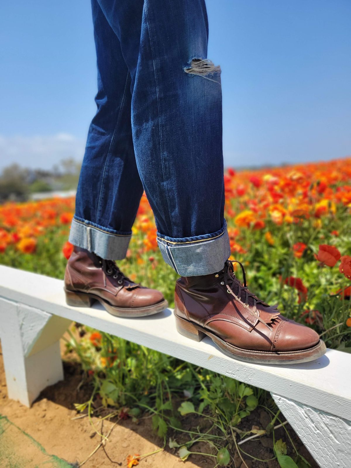 Photo by tlmader on May 1, 2022 of the White Kloud Blucher.87 in Leder Ogawa Coffee Shell Cordovan.