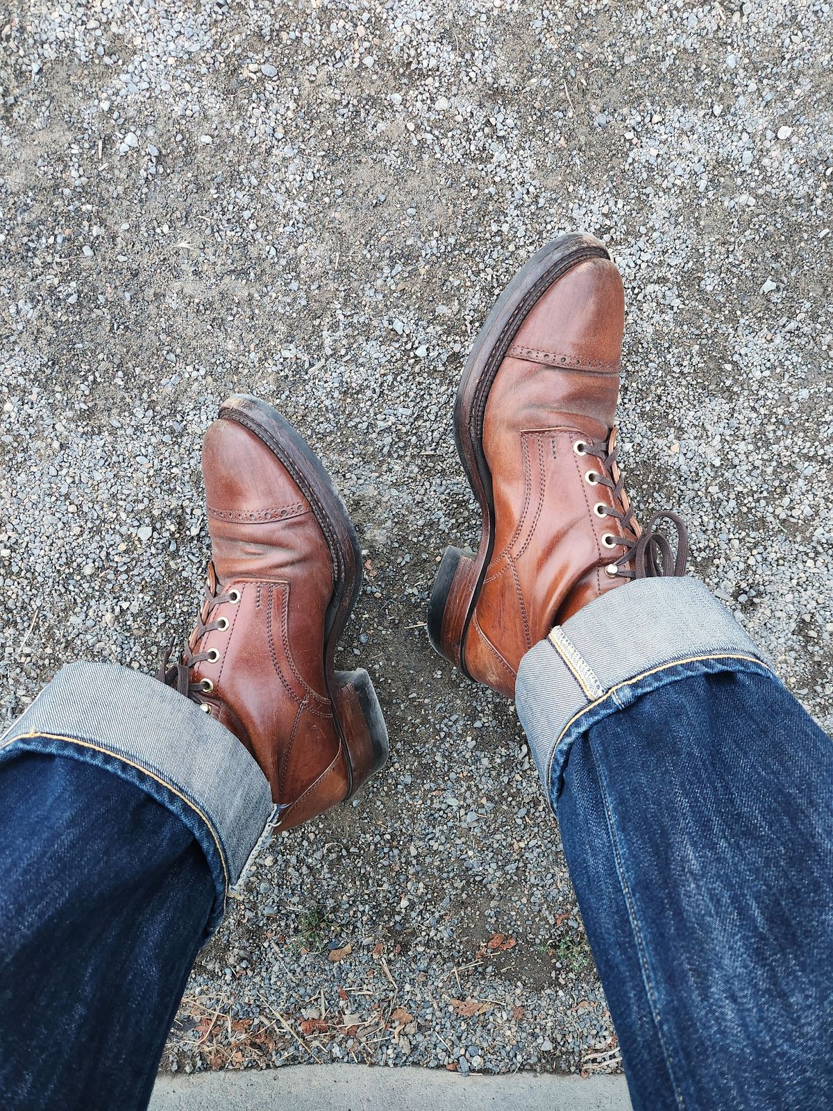 Photo by tlmader on August 17, 2024 of the White Kloud Blucher.87 in Leder Ogawa Coffee Shell Cordovan.
