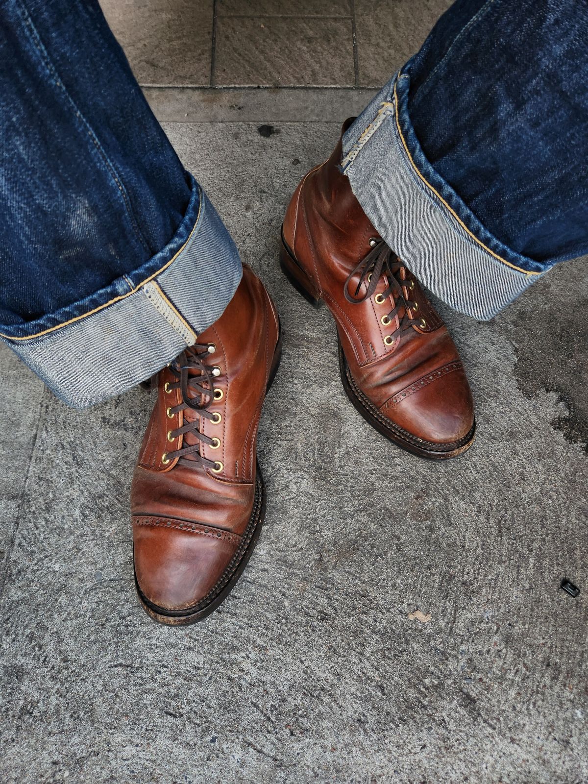Photo by tlmader on October 2, 2024 of the White Kloud Blucher.87 in Leder Ogawa Coffee Shell Cordovan.