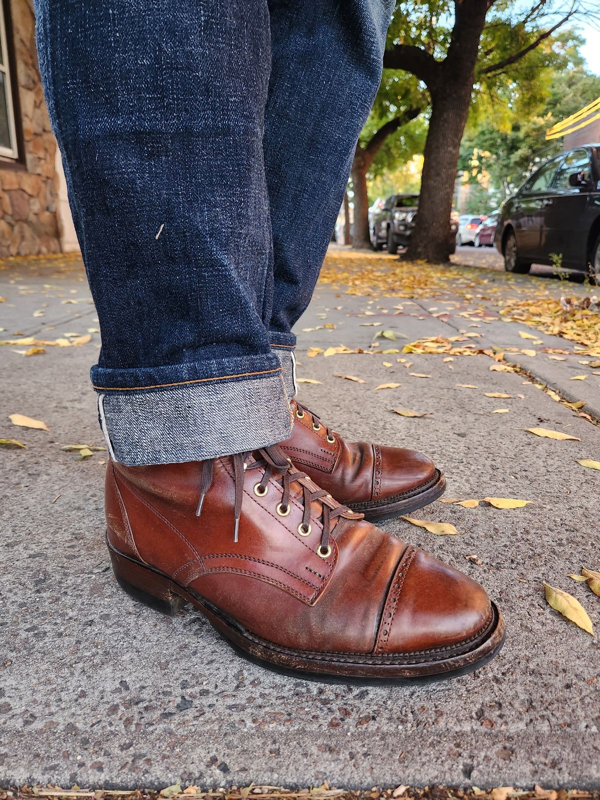 Photo by tlmader on October 9, 2024 of the White Kloud Blucher.87 in Leder Ogawa Coffee Shell Cordovan.