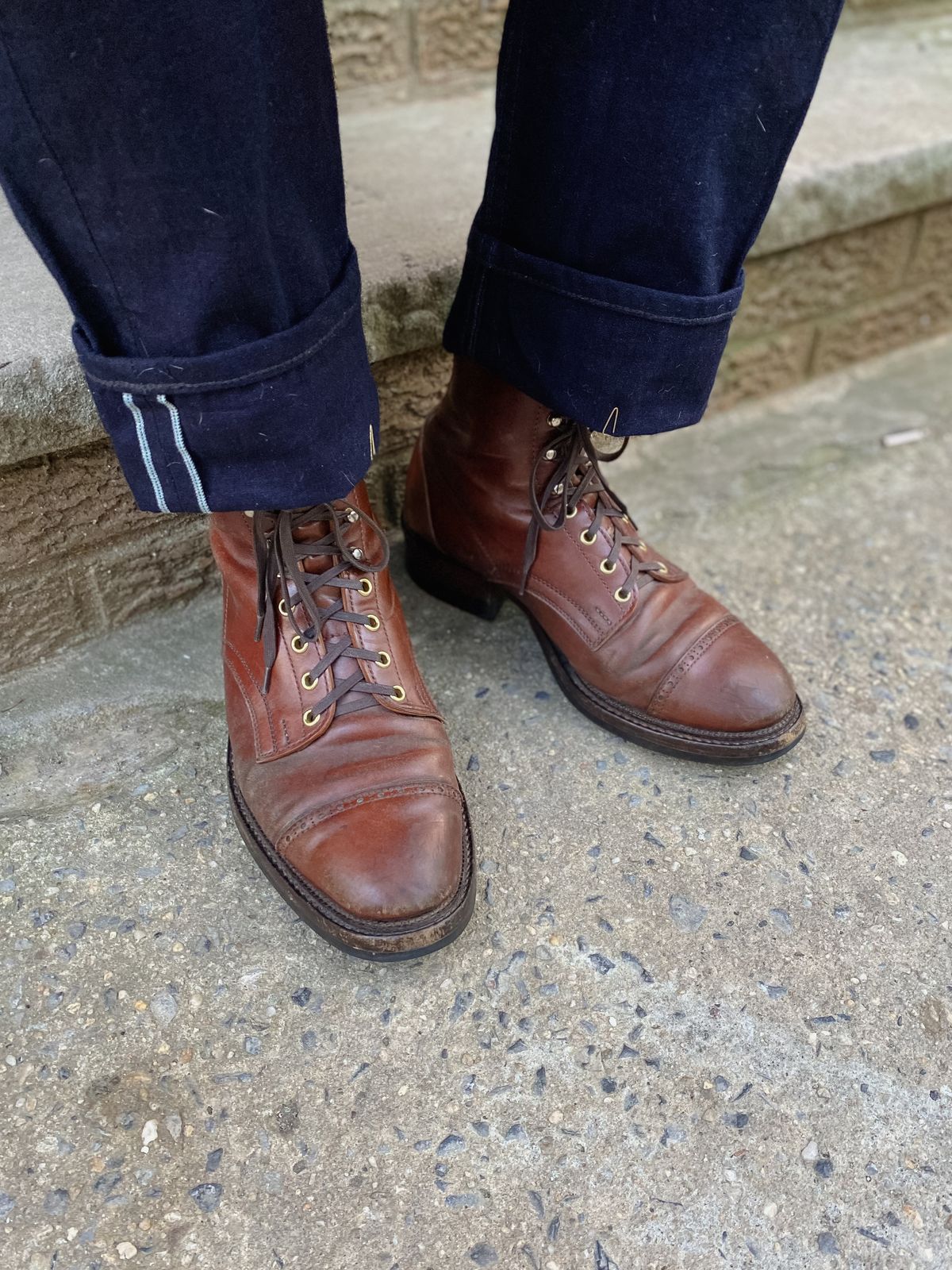 Photo by tlmader on October 26, 2024 of the White Kloud Blucher.87 in Leder Ogawa Coffee Shell Cordovan.