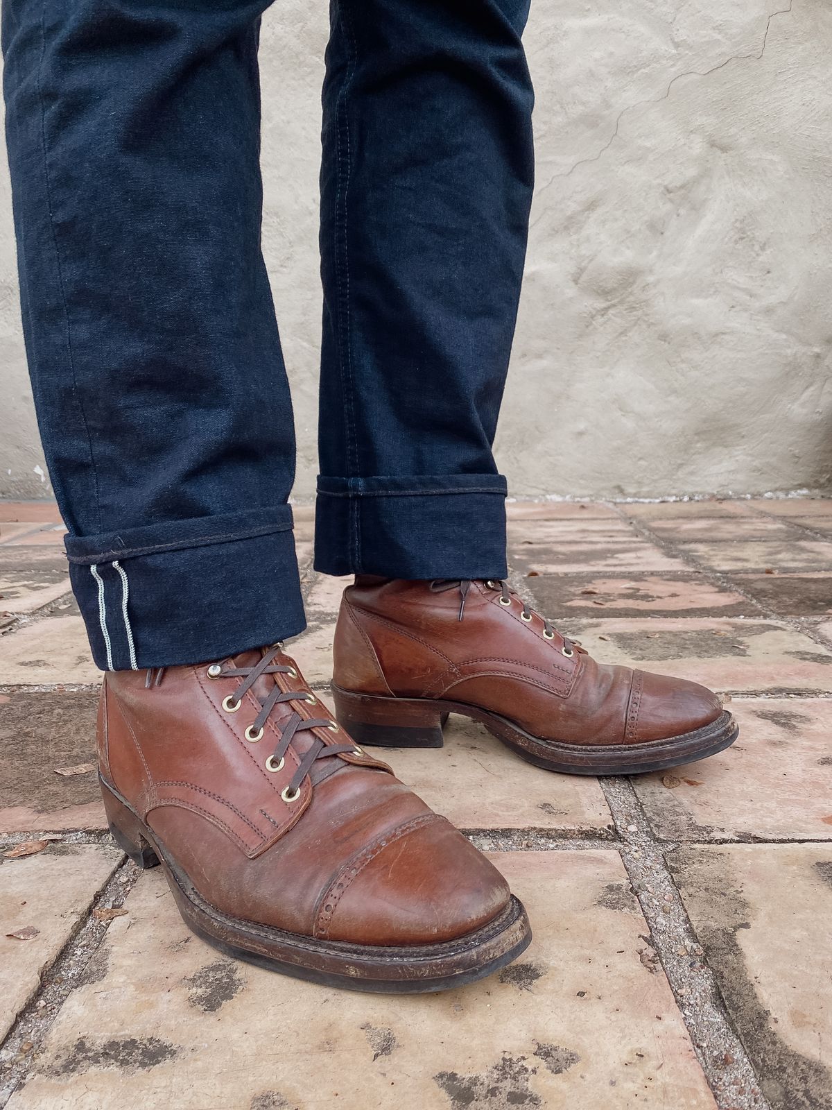 Photo by tlmader on November 16, 2024 of the White Kloud Blucher.87 in Leder Ogawa Coffee Shell Cordovan.