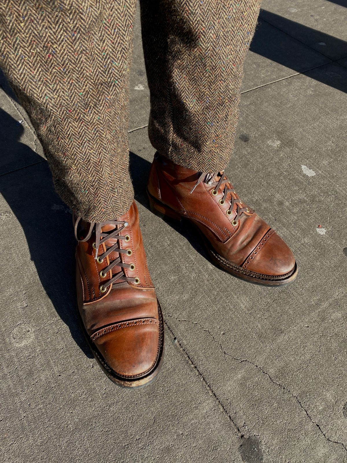 Photo by tlmader on December 13, 2024 of the White Kloud Blucher.87 in Leder Ogawa Coffee Shell Cordovan.