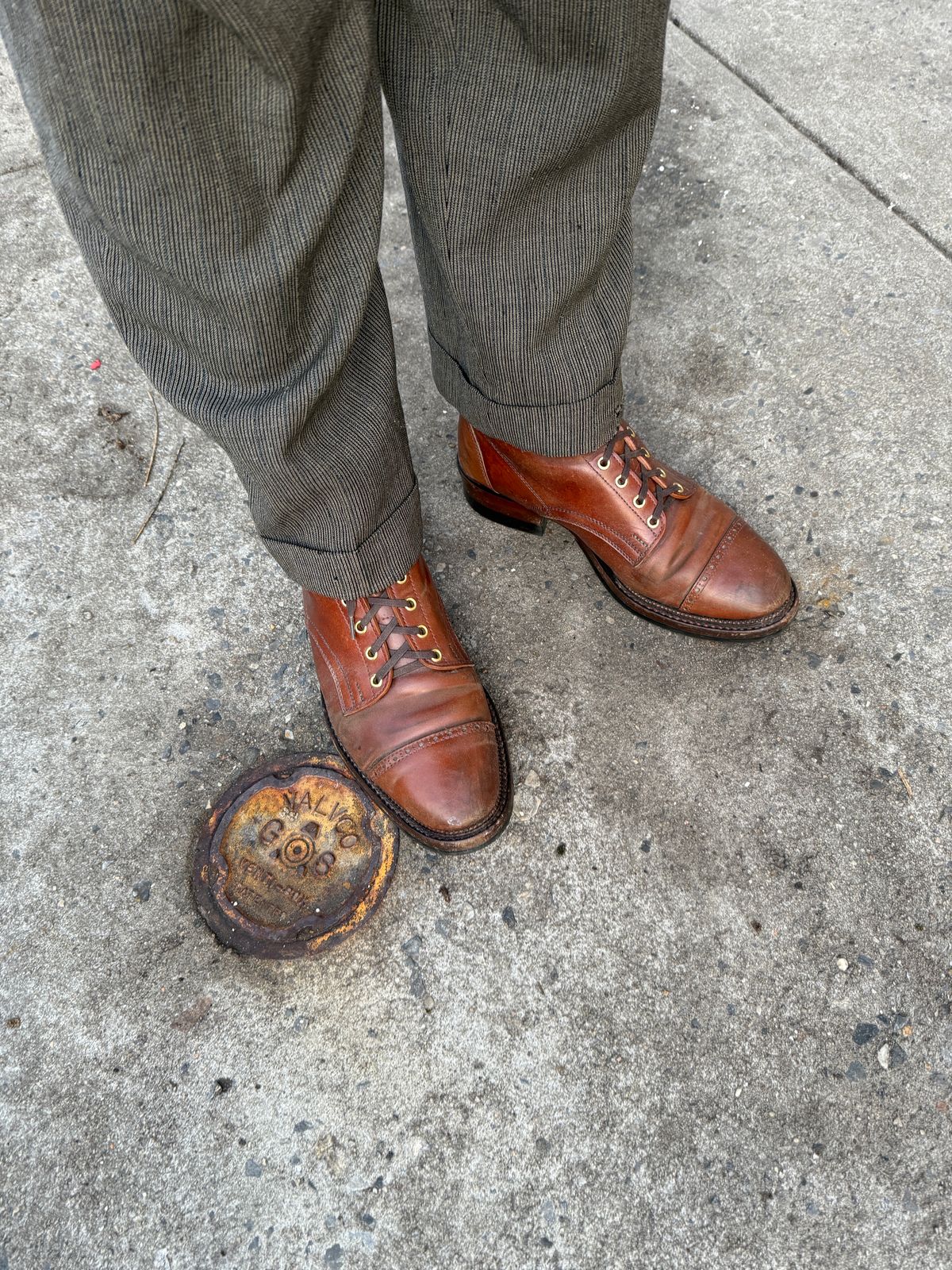Photo by tlmader on February 14, 2025 of the White Kloud Blucher.87 in Leder Ogawa Coffee Shell Cordovan.