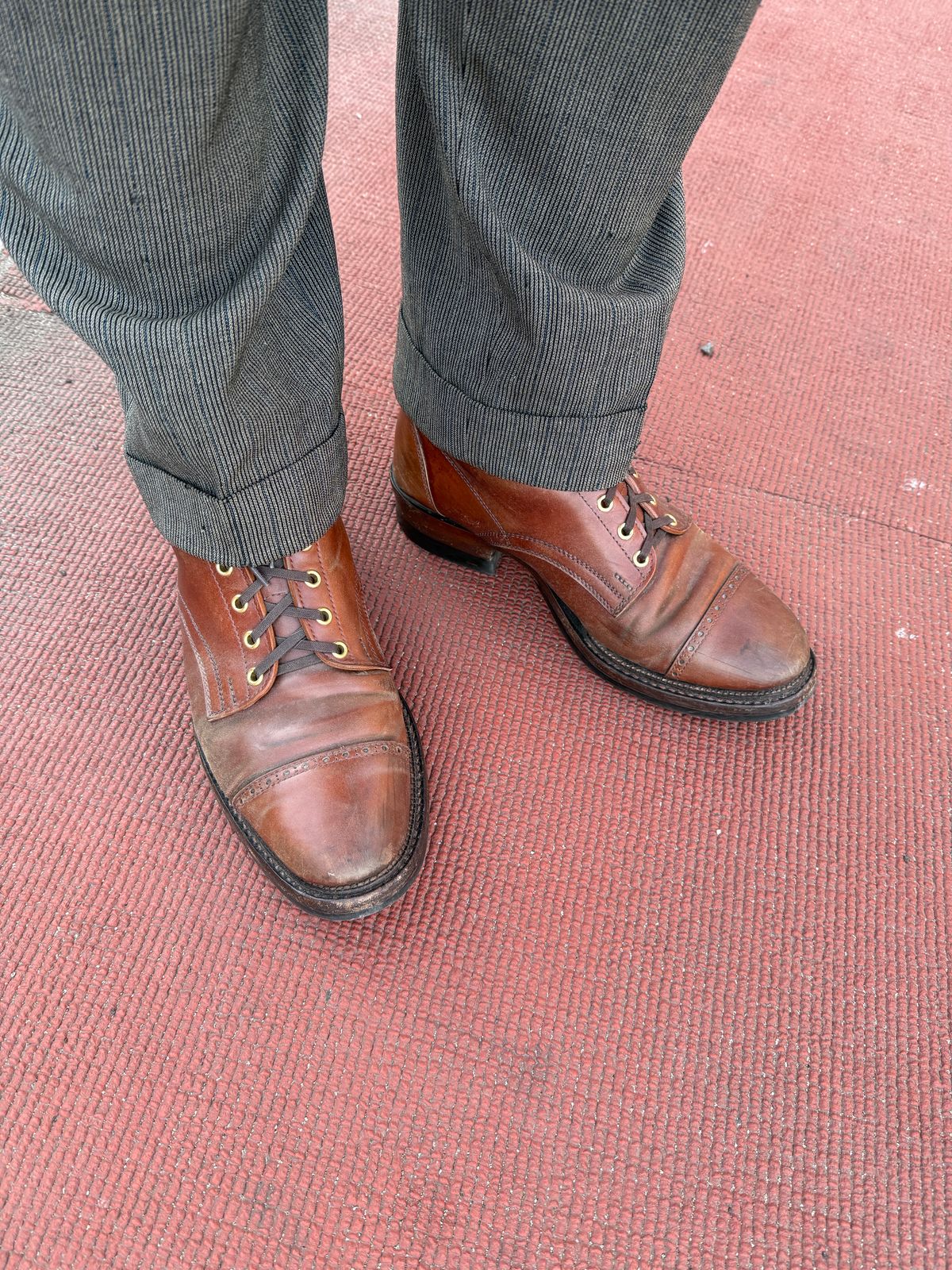 Photo by tlmader on March 1, 2025 of the White Kloud Blucher.87 in Leder Ogawa Coffee Shell Cordovan.