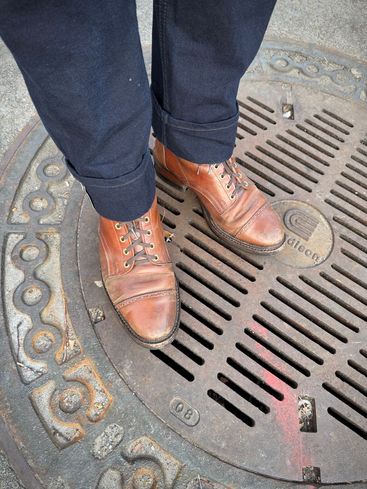Photo by tlmader on March 14, 2025 of the White Kloud Blucher.87 in Leder Ogawa Coffee Shell Cordovan.