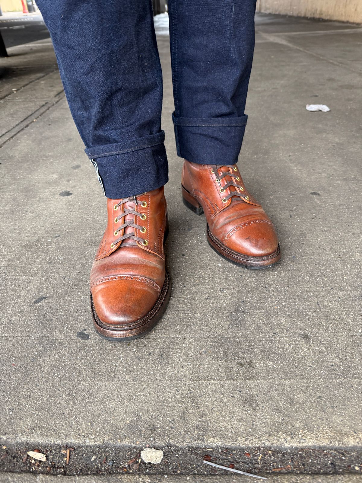 Photo by tlmader on March 16, 2025 of the White Kloud Blucher.87 in Leder Ogawa Coffee Shell Cordovan.