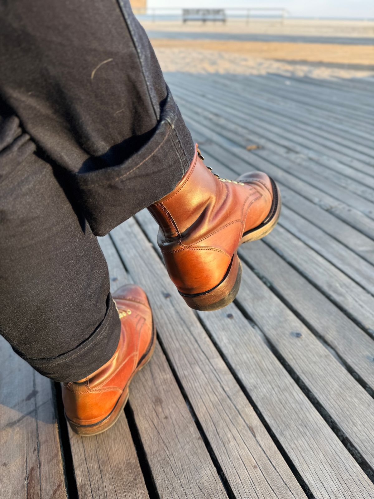 Photo by tlmader on March 22, 2025 of the White Kloud Blucher.87 in Leder Ogawa Coffee Shell Cordovan.