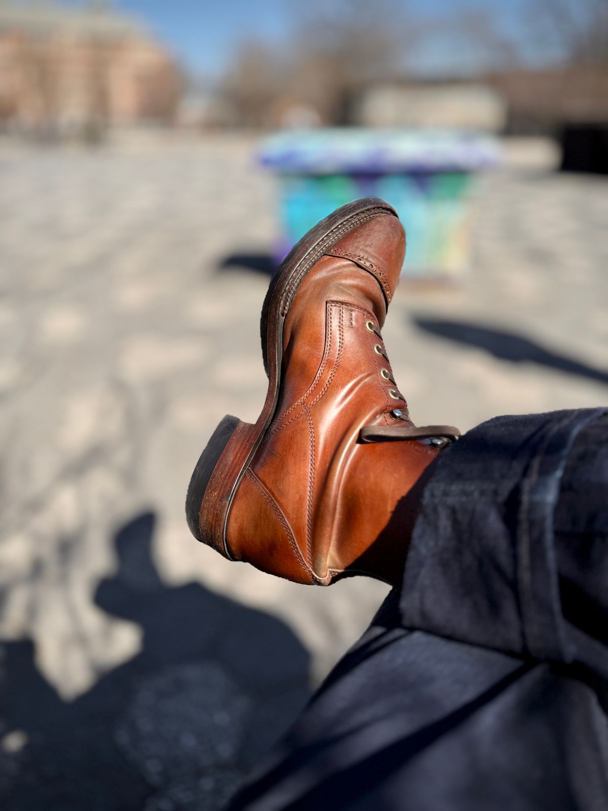 Photo by tlmader on March 27, 2025 of the White Kloud Blucher.87 in Leder Ogawa Coffee Shell Cordovan.