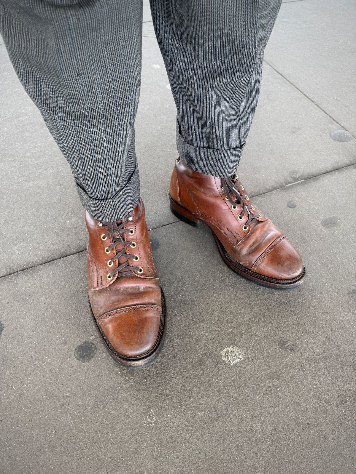 Photo by tlmader on April 4, 2025 of the White Kloud Blucher.87 in Leder Ogawa Coffee Shell Cordovan.