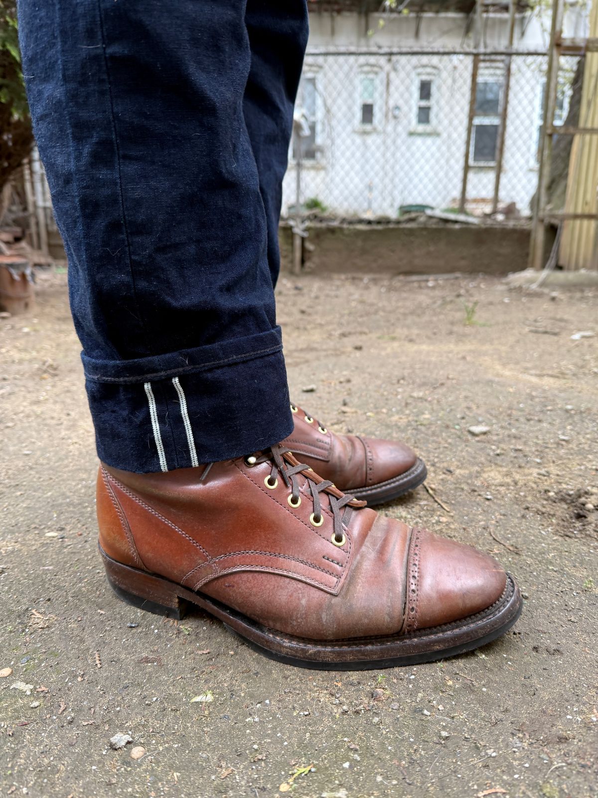 Photo by tlmader on April 16, 2025 of the White Kloud Blucher.87 in Leder Ogawa Coffee Shell Cordovan.