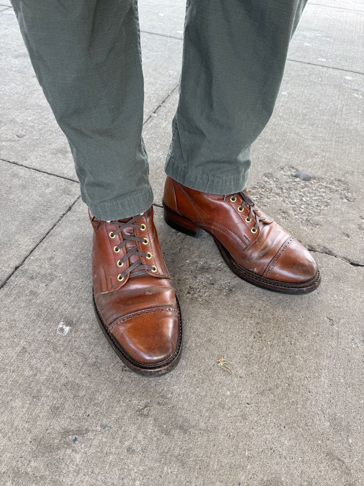 Photo by tlmader on August 14, 2025 of the White Kloud Blucher.87 in Leder Ogawa Coffee Shell Cordovan.