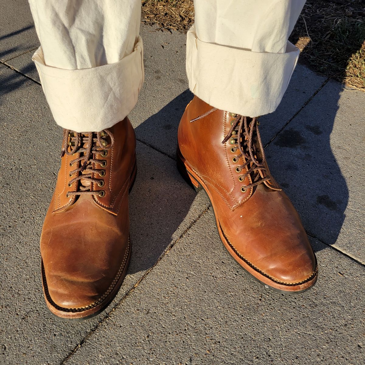 Photo by tlmader on September 15, 2021 of the Flame Panda Service Boot in Horween Bourbon Shell Cordovan.