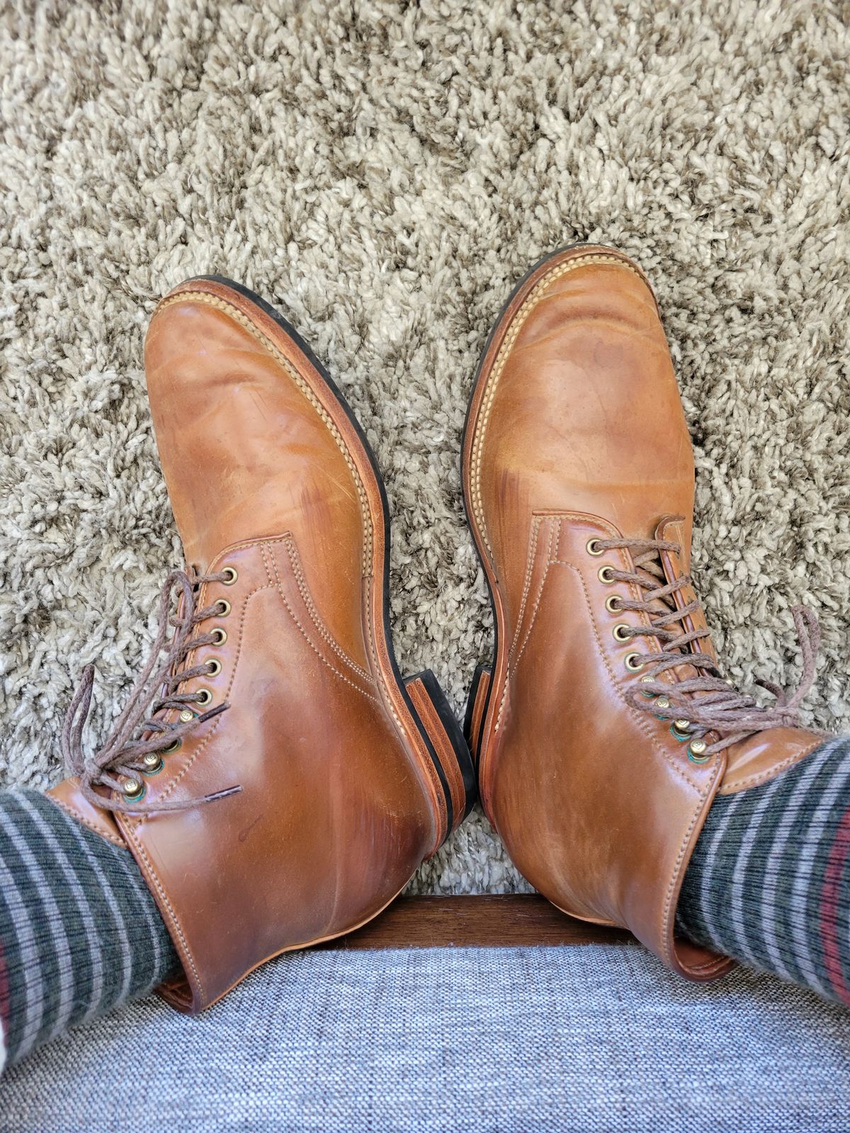 Photo by tlmader on September 16, 2021 of the Flame Panda Service Boot in Horween Bourbon Shell Cordovan.