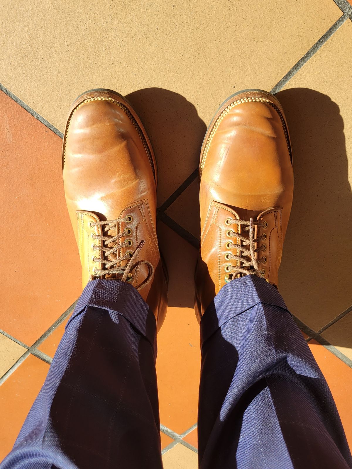 Photo by tlmader on October 2, 2021 of the Flame Panda Service Boot in Horween Bourbon Shell Cordovan.