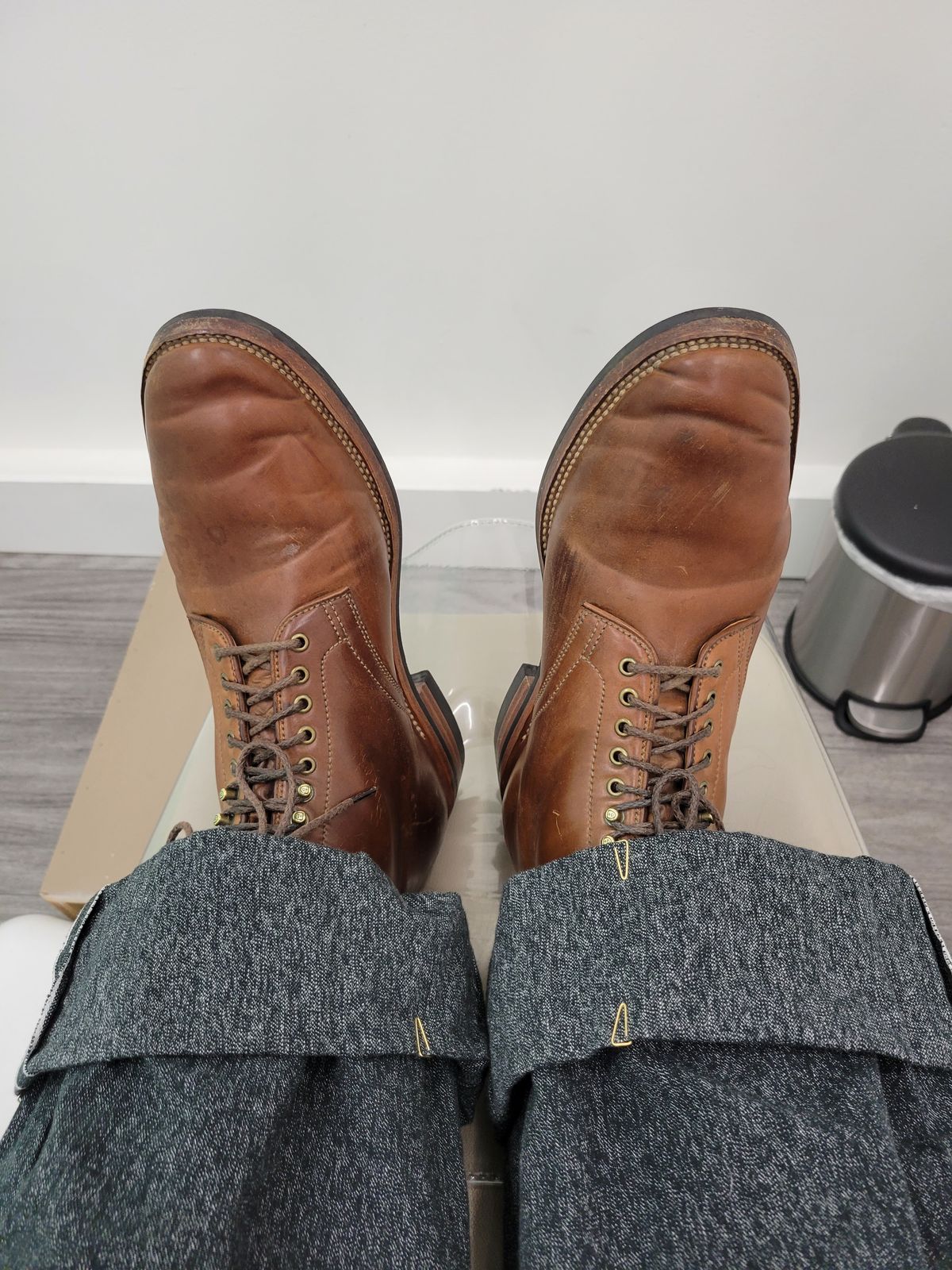 Photo by tlmader on October 13, 2021 of the Flame Panda Service Boot in Horween Bourbon Shell Cordovan.