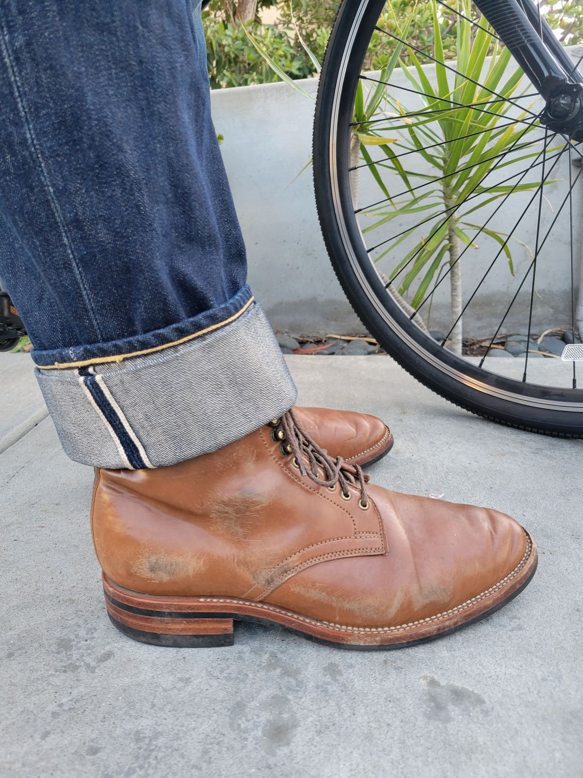 Photo by tlmader on October 27, 2021 of the Flame Panda Service Boot in Horween Bourbon Shell Cordovan.