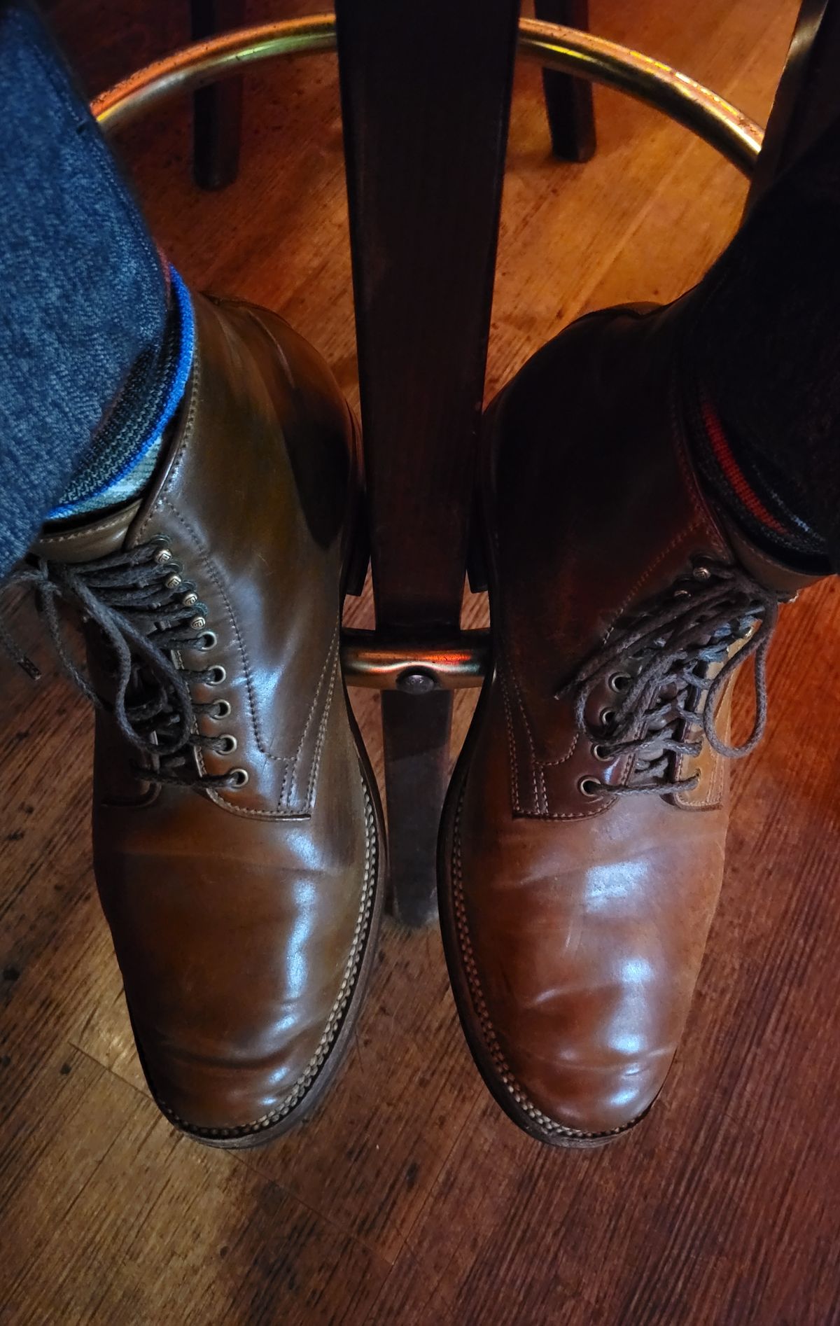 Photo by tlmader on November 5, 2021 of the Flame Panda Service Boot in Horween Bourbon Shell Cordovan.