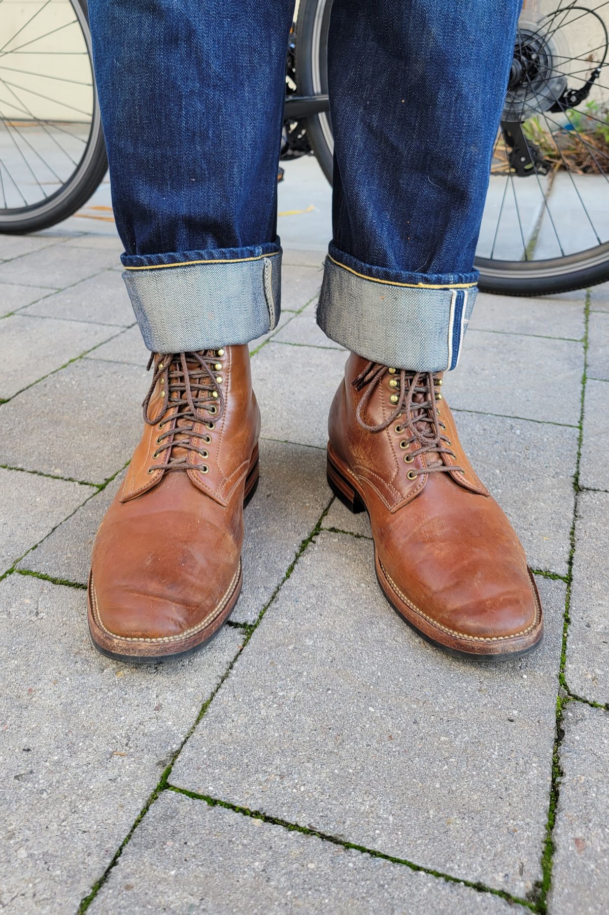 Photo by tlmader on November 9, 2021 of the Flame Panda Service Boot in Horween Bourbon Shell Cordovan.