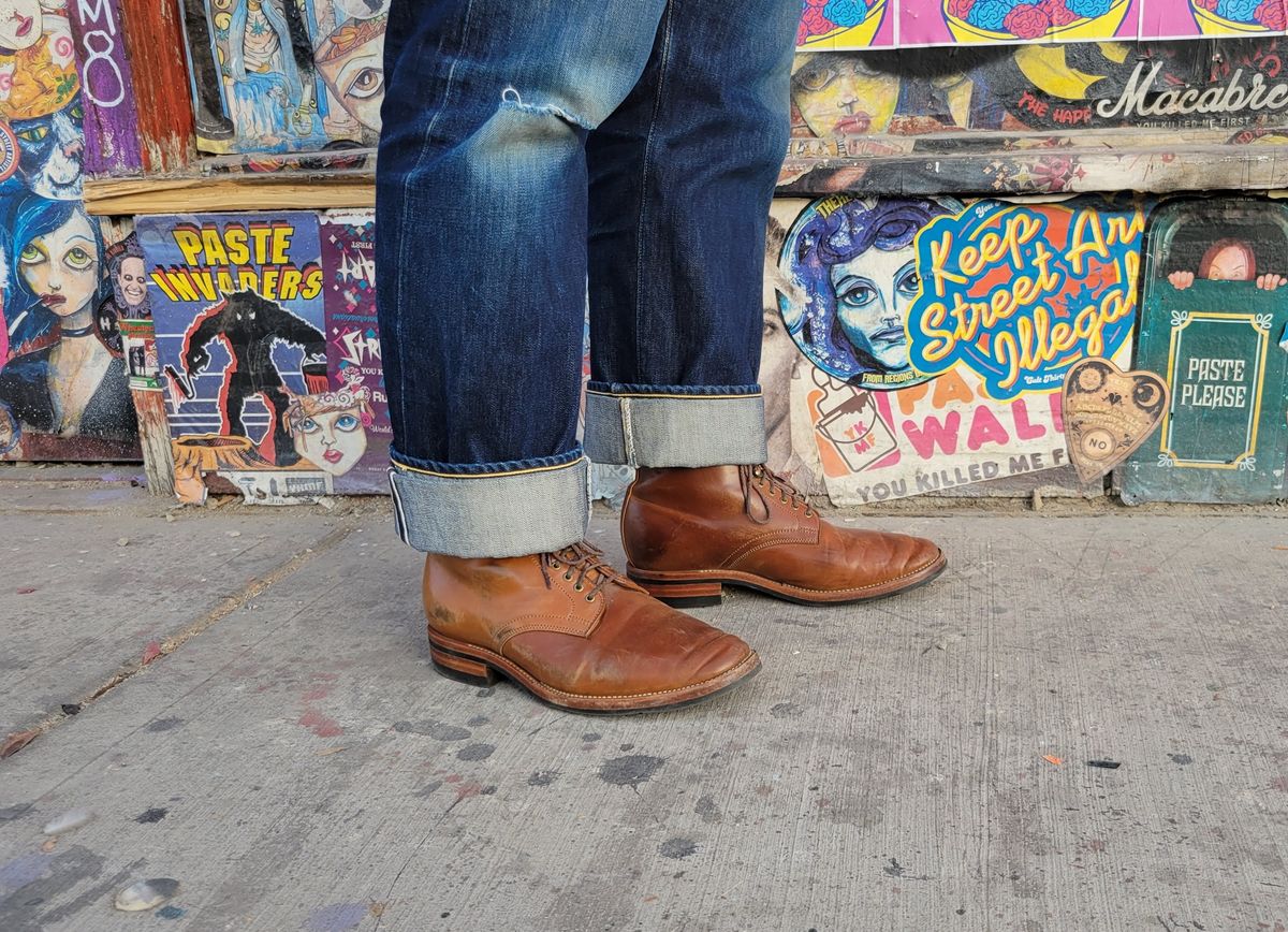 Photo by tlmader on November 20, 2021 of the Flame Panda Service Boot in Horween Bourbon Shell Cordovan.