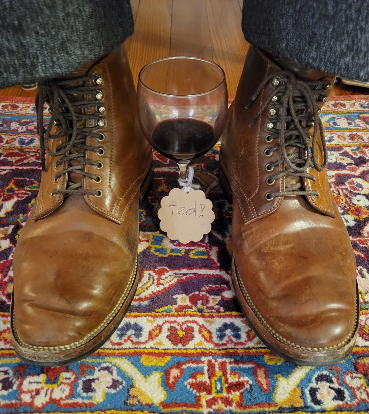 Photo by tlmader on November 21, 2021 of the Flame Panda Service Boot in Horween Bourbon Shell Cordovan.