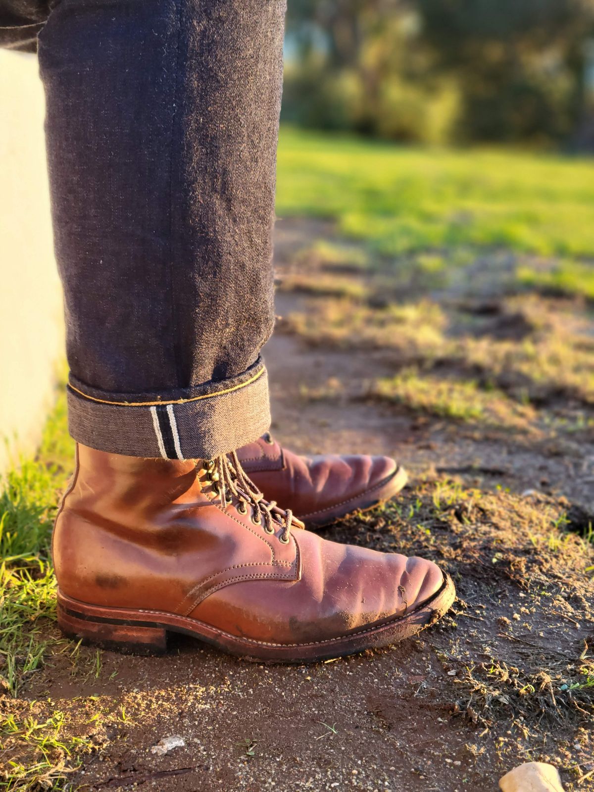 Photo by tlmader on December 31, 2021 of the Flame Panda Service Boot in Horween Bourbon Shell Cordovan.