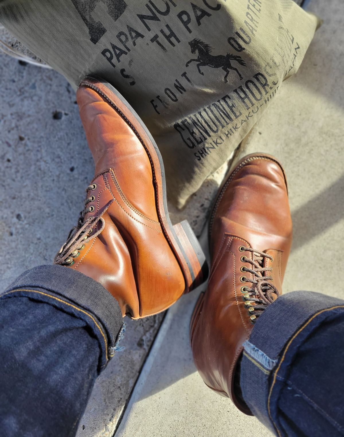 Photo by tlmader on January 17, 2022 of the Flame Panda Service Boot in Horween Bourbon Shell Cordovan.