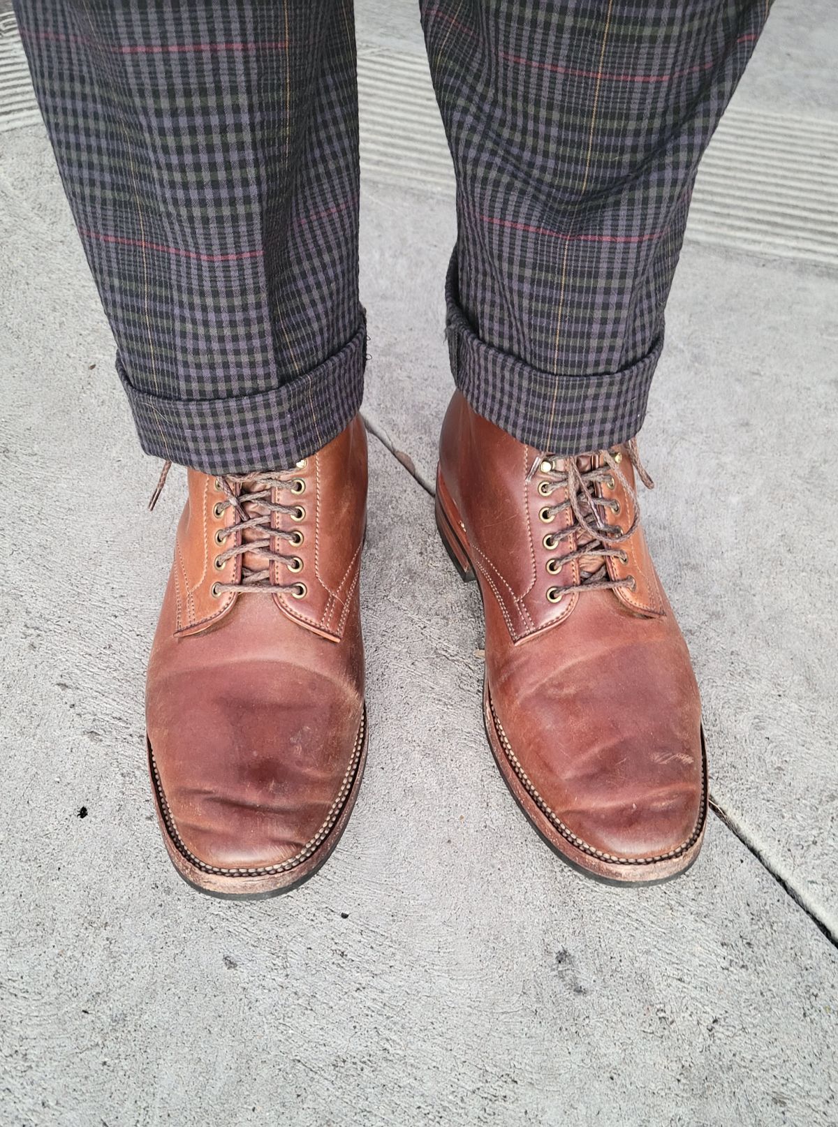 Photo by tlmader on February 3, 2022 of the Flame Panda Service Boot in Horween Bourbon Shell Cordovan.