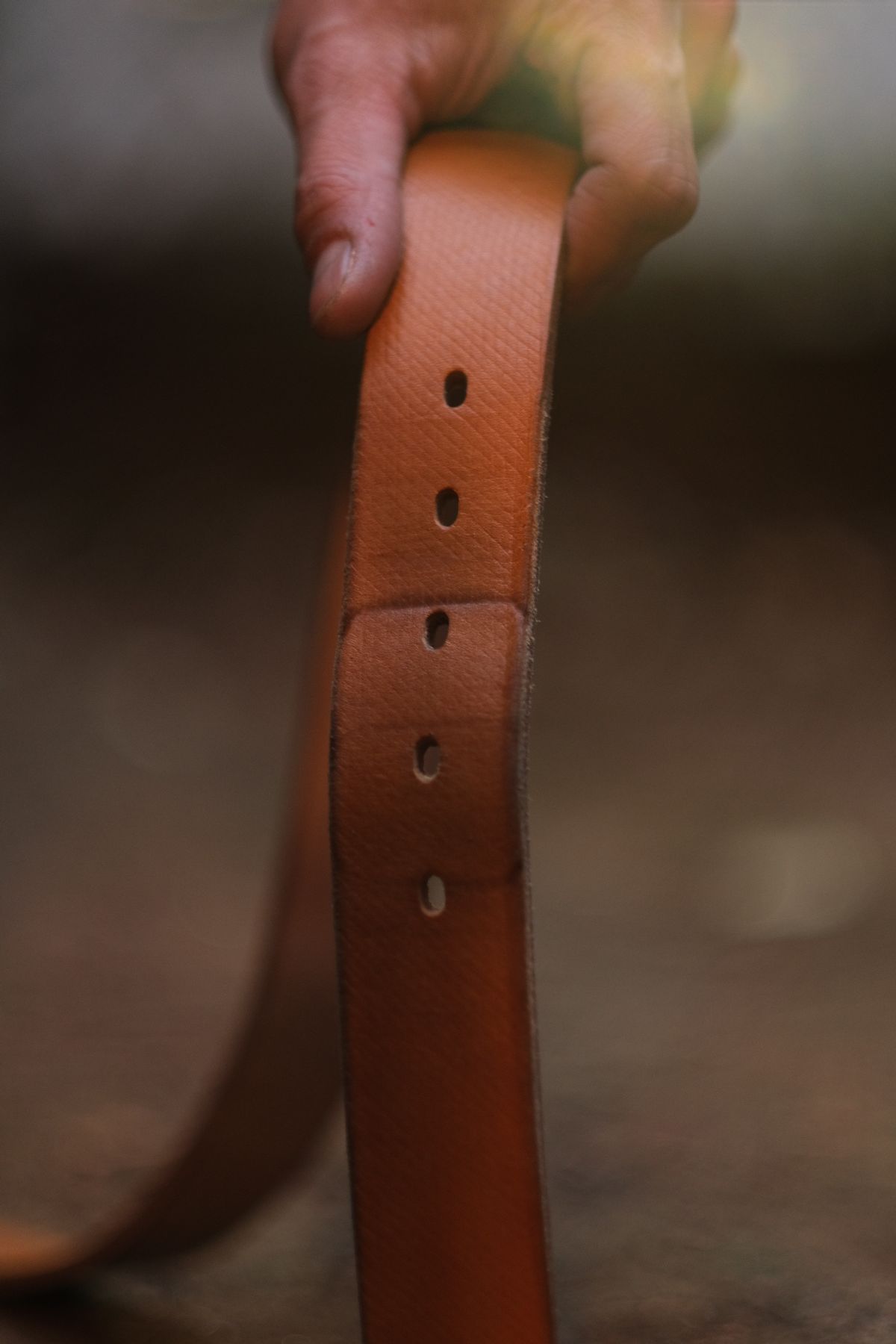 Photo by tlmader on November 5, 2025 of the Titletown Goods Garrison Belt in J&FJ Baker Natural Cross Hatch Bridle.