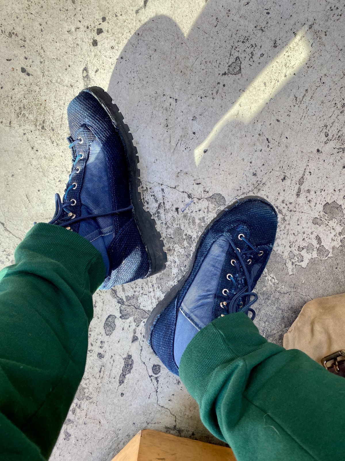 Photo by tlmader on November 30, 2024 of the Danner x FDMTL Indigo Sashiko Boots in FDMTL Original Indigo Sashiko.