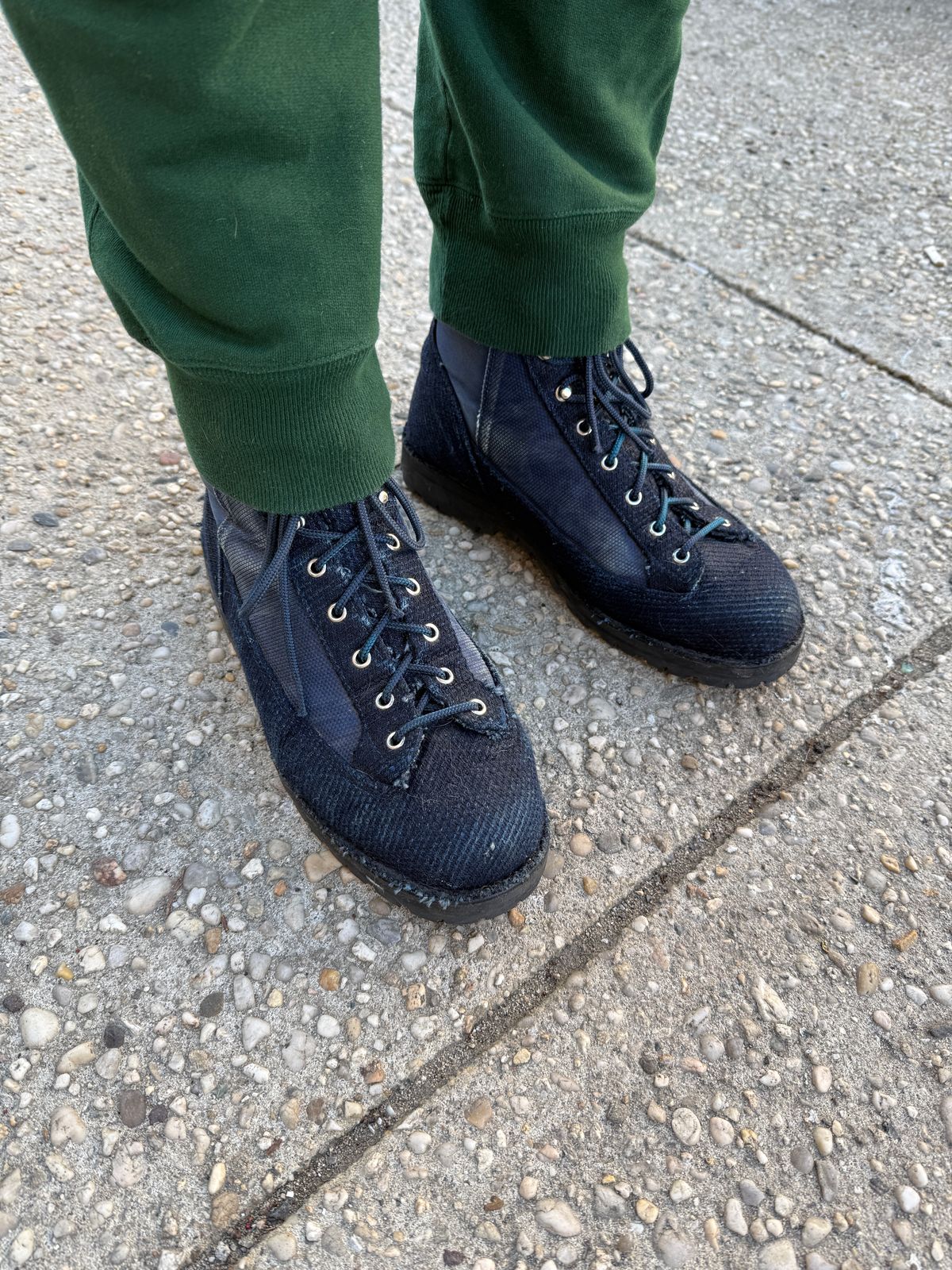 Photo by tlmader on February 28, 2025 of the Danner x FDMTL Indigo Sashiko Boots in FDMTL Original Indigo Sashiko.